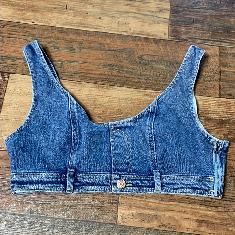 Denim Crop Tank Top - Blue